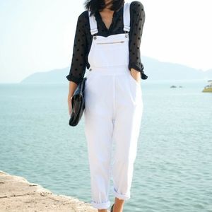 American Apparel White Denim Overalls